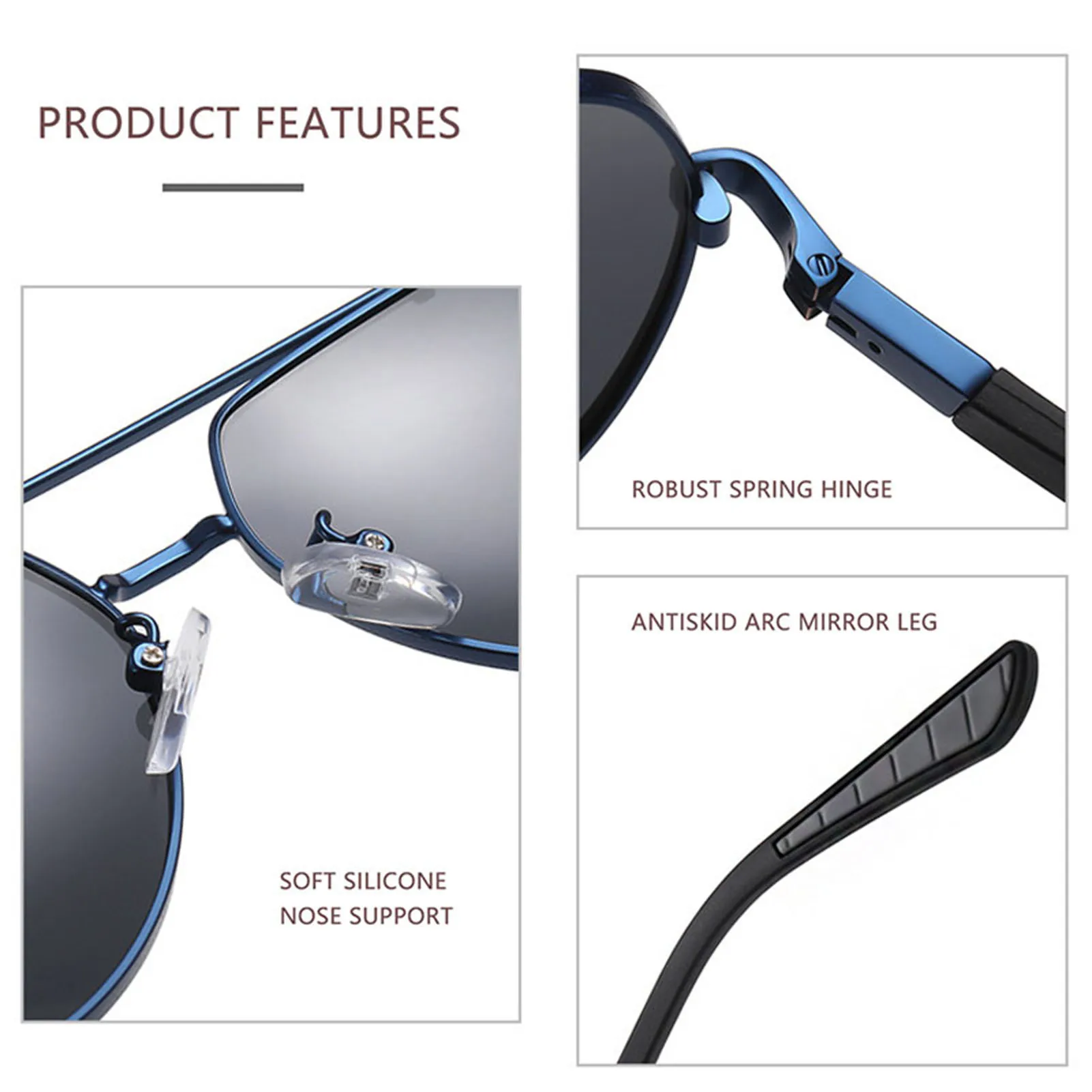 Polarized Sunglasses Lightweight Fashion Metal Frame Sun Protection