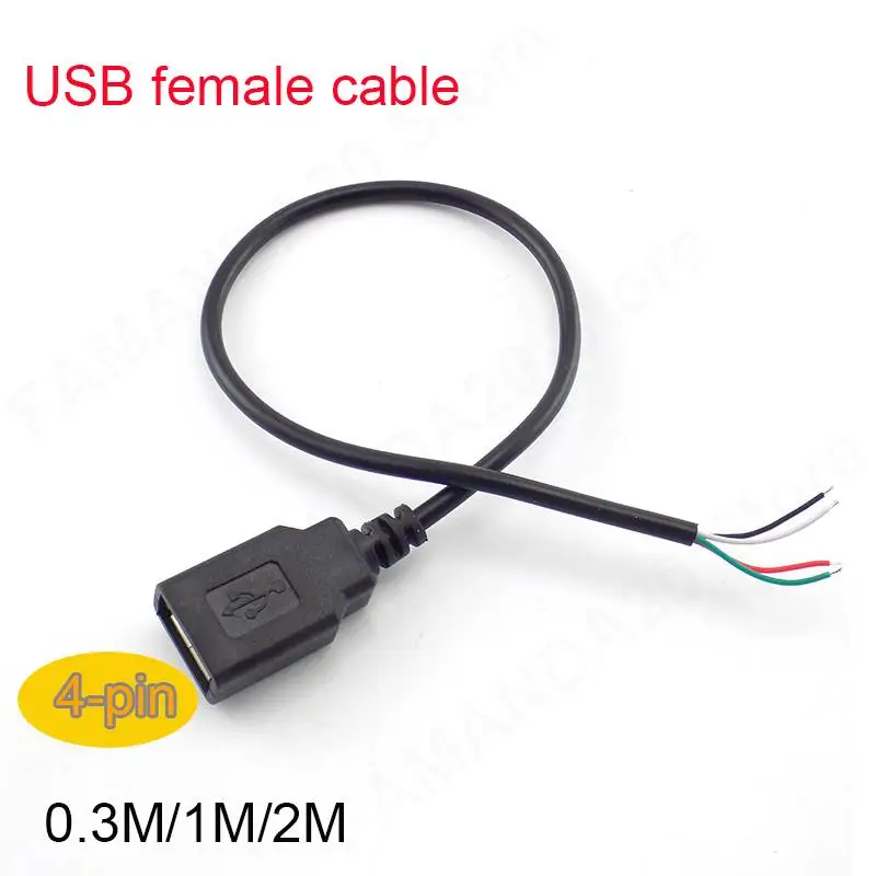 5V Micro USB 2.0 4 Pin Female Jack 4 Wire Connector extend Cable DIY Transport Data Power Charging Cord line Adapter m20