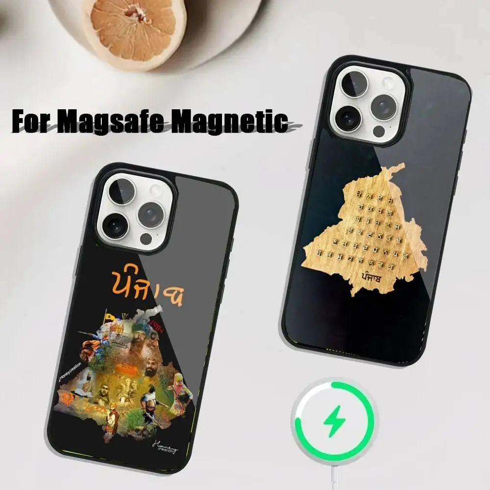

Punjab Map Phone Case For iPhone 16,15,14,13,12,11,Plus,Pro,Max Mini Magsafe Magnetic Wireless Charging