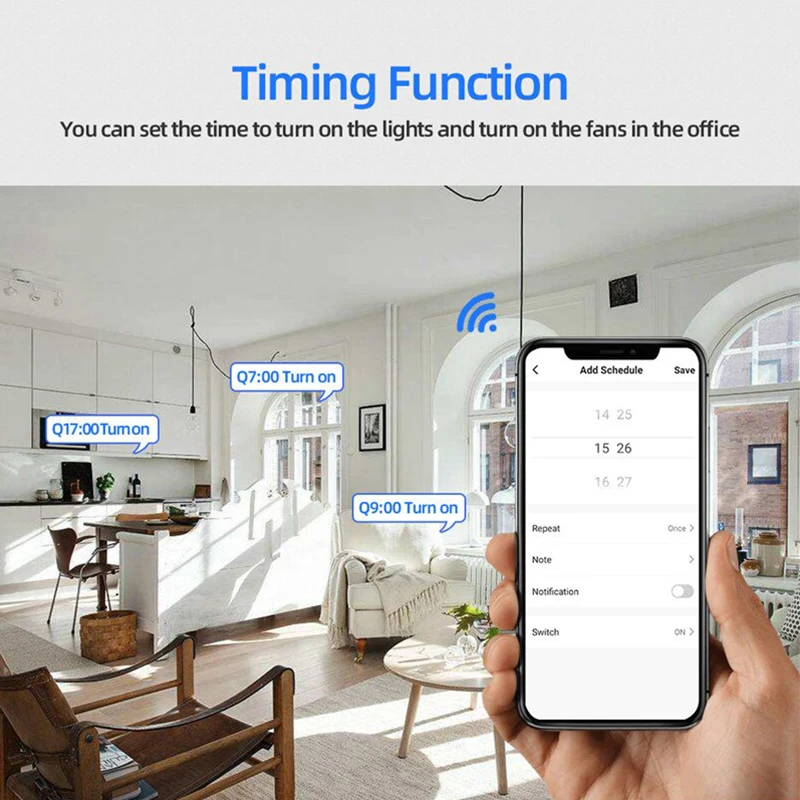 16A WiFi Smart Switch Smart Home Wireless Control Switch Relay Breaker Remote Voice Control Support Alexa Google Home Ewelink