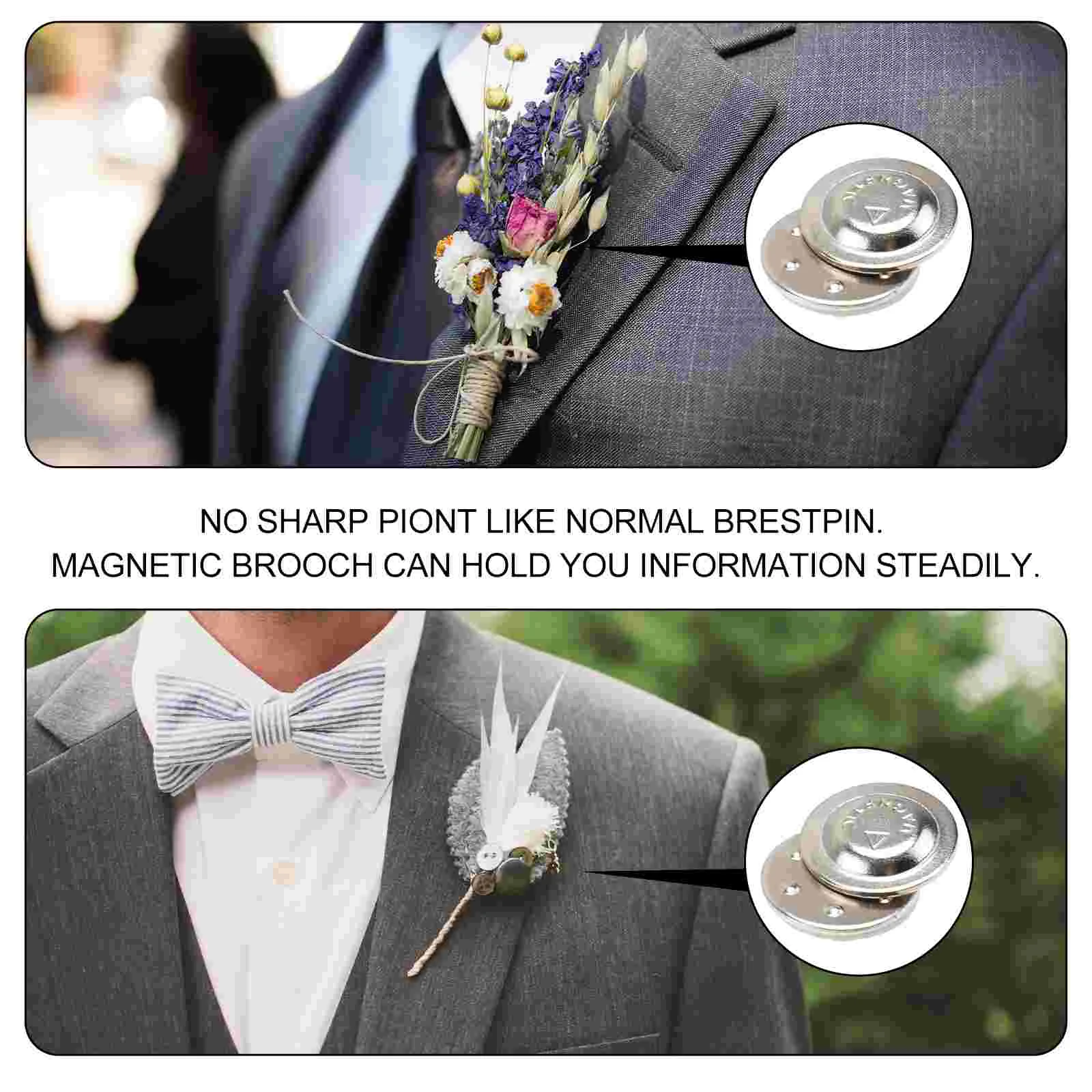 24 Pcs Magnetic Collar Pin Snap Buttons Boutonniere Pins Scarf Buckle Brooch Shirt Alloy