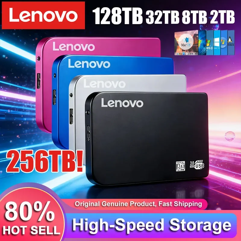 

Lenovo Mijia High-speed 4TB 8TB 16TB SSD Portable External Solid State Hard Drive USB3.0 Interface 128TB HDD Mobile Hard Drive