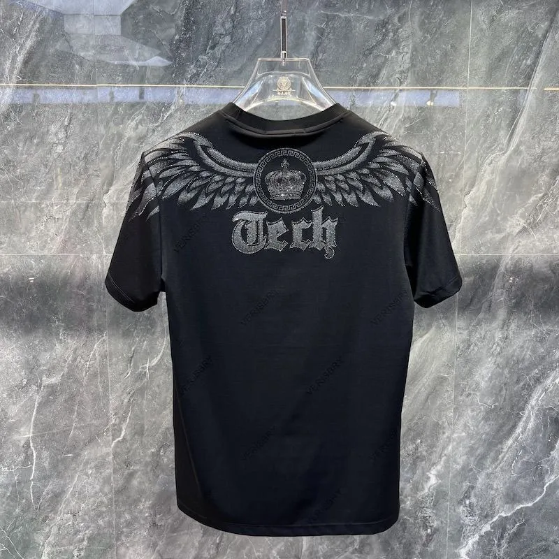 

Men's Clothing Summer high quality Fashion Wings Printed Handsome Slim-fit Round Neck All-match Short-sleeve T-shirts