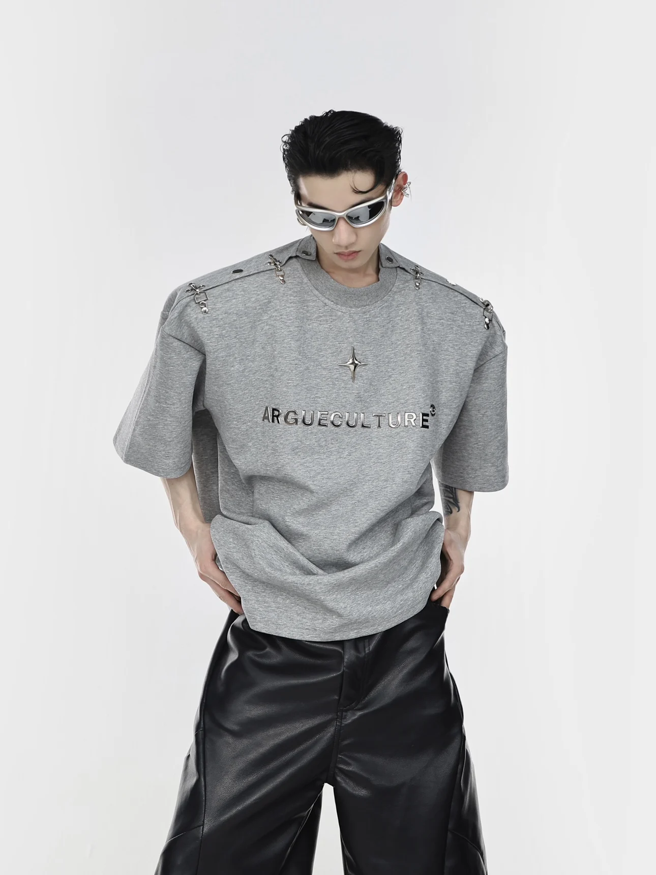 Summer New Fashion Trend Design Sense Short Sleeve T-Shirt Crew Neck Loose Casual High Street Handsome Boy Teen Half Sleeve Top