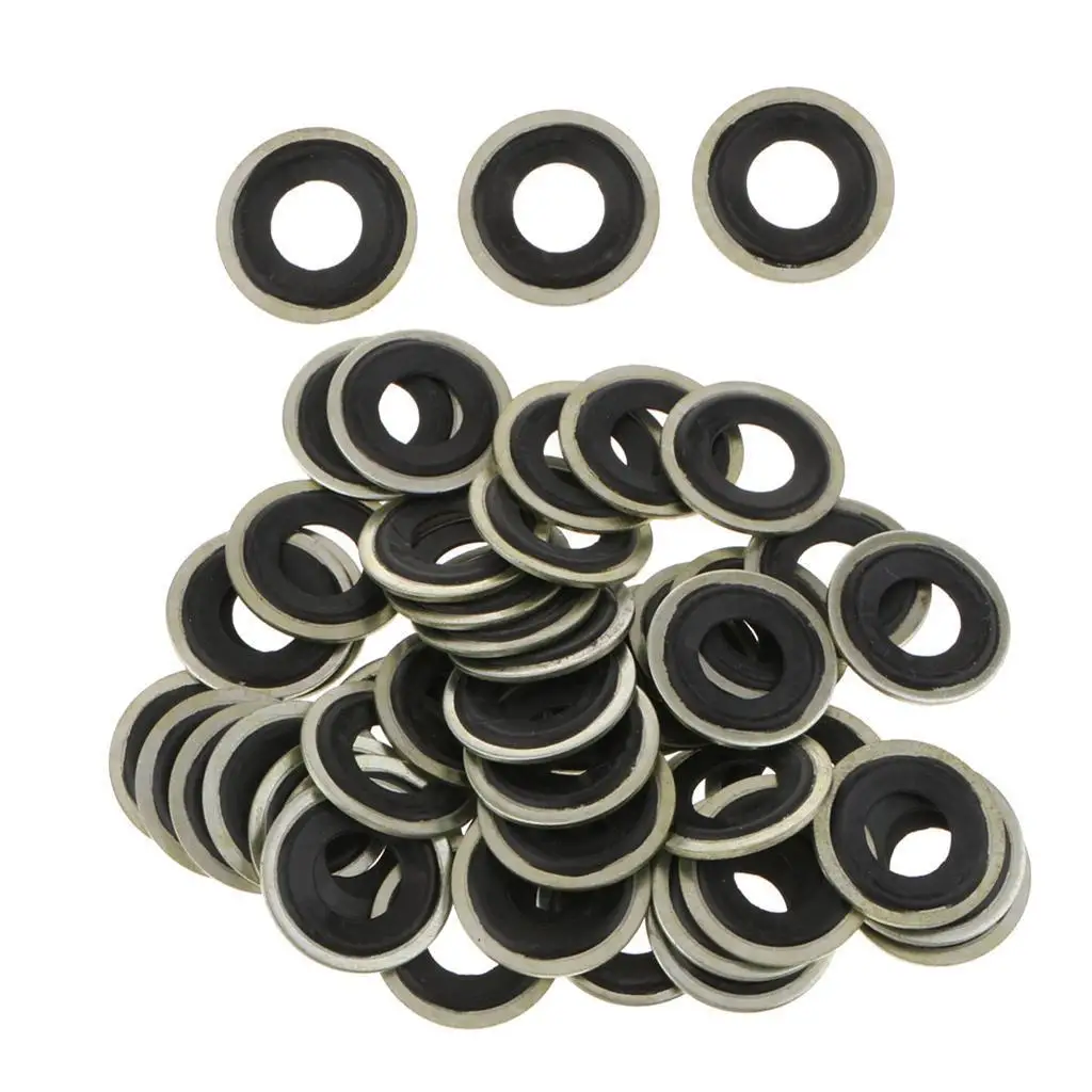 50 Pieces 14mm Metal Oil Drain Plug Crush Washer Gaskets for