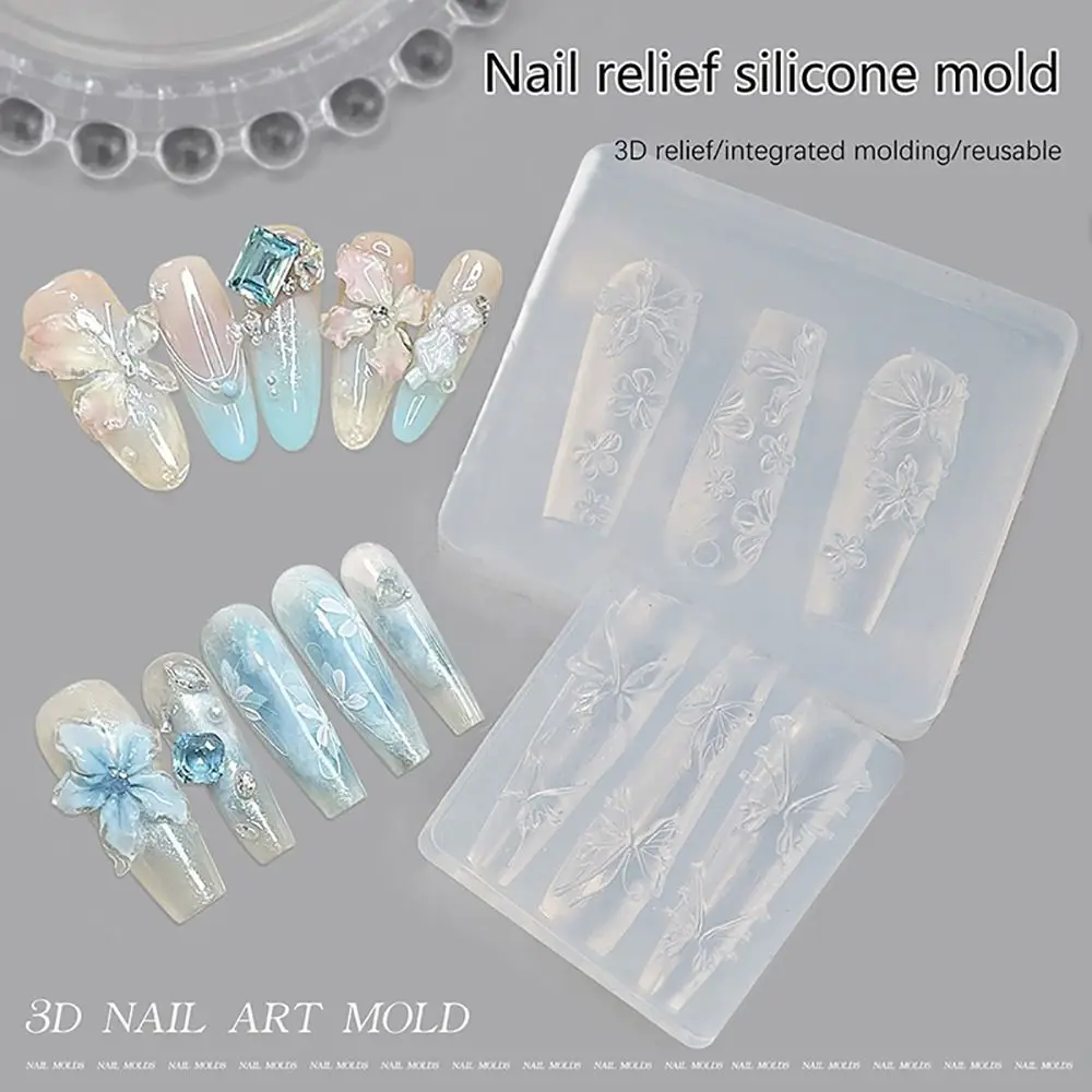 

1Pcs Durable 3D Nail Silicone Mold Stamping Plate DIY Design Manicure Mold Butterfly Bow Flower Heart Nail Art Decoration