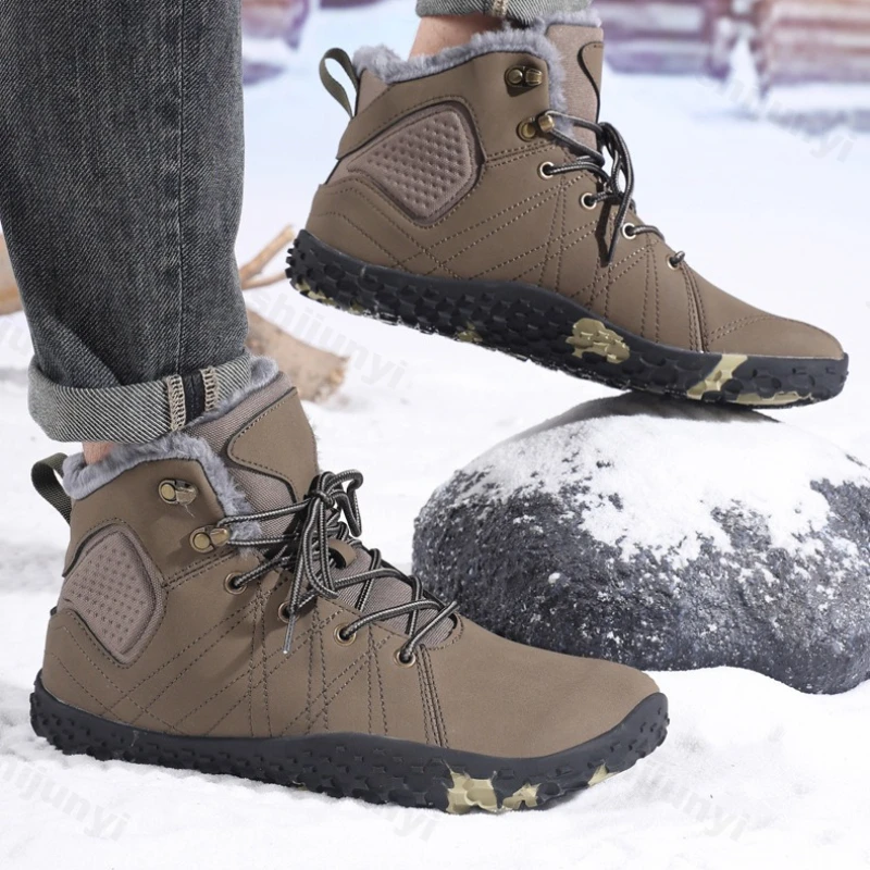 

Couple Large Size Casual Shoes Winter Outdoor Non Slip Comfortable Men Sneakers Lace Up Wear-resistant Plush Women Cotton Shoes