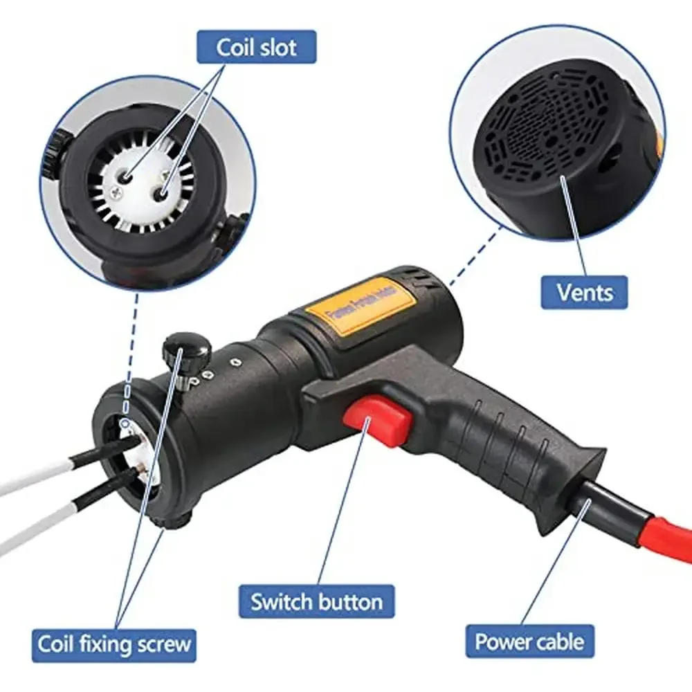 Hand Held Magnetic Induction Heater 1500W Rusty Screw Removal Tool 110V Flameless Bolt & Nut Heater Kit with Various Coils