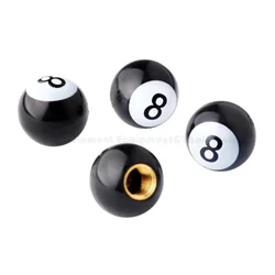 4pcs Universal Tire Valve Stem Caps Billiards Black 8 Ball Shape Auto Car Truck Mountain Bike Wheel Air Valve Stem Caps