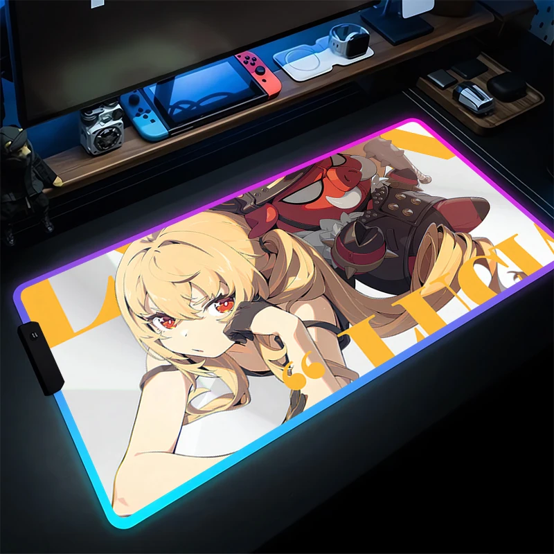 

Mouse Pad Carpet LED Laptop PC Gamer ZZZ Keyboard Mat RGB Computer Zenless Zone Zero Mousepad Edge White Tassel Rubber Table Pad