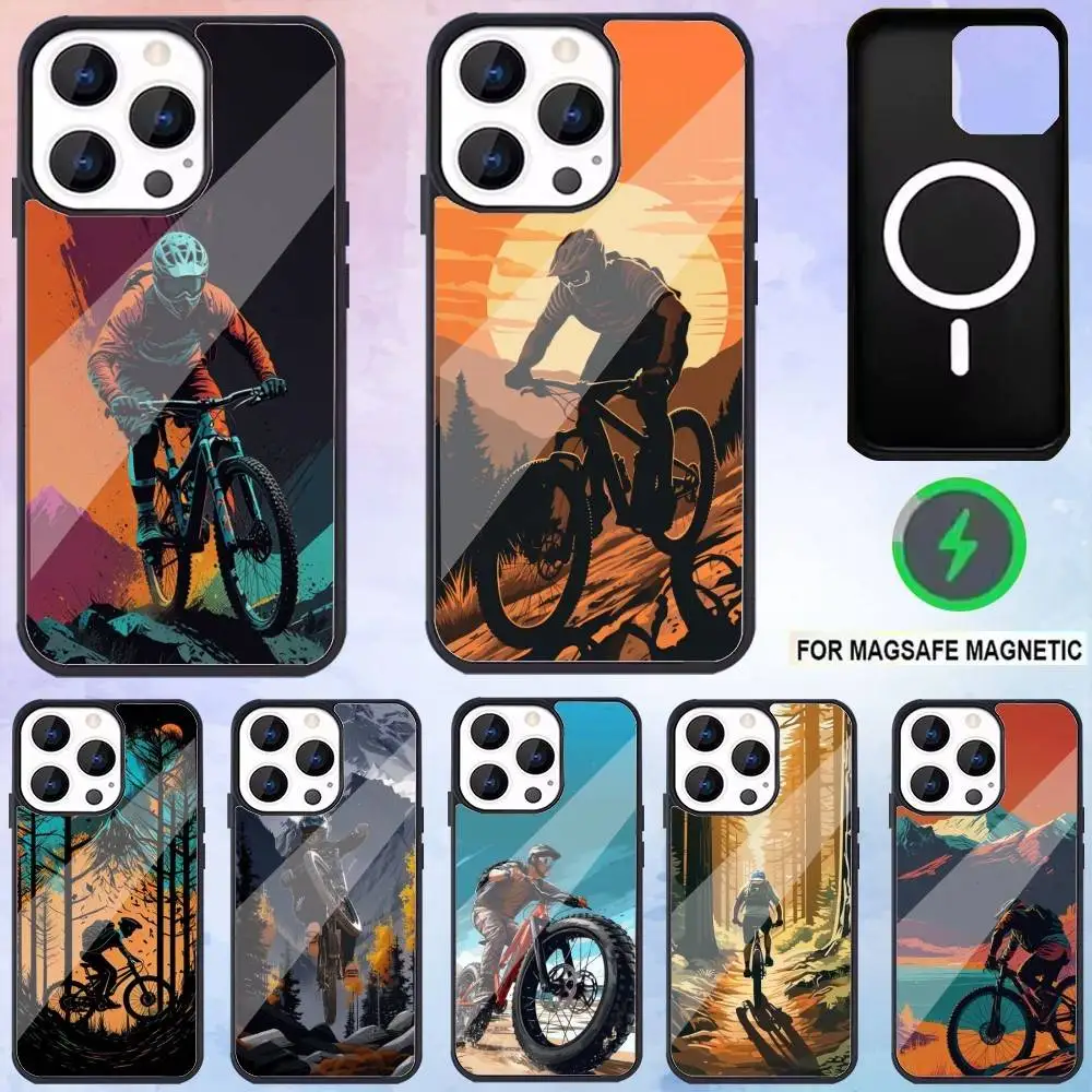 M-mountain Bikes B-bicycle Phone Case For iPhone17,16,15,14,13,12,11 Plus,Pro Max Magnetic Magsafe Wireless Charging