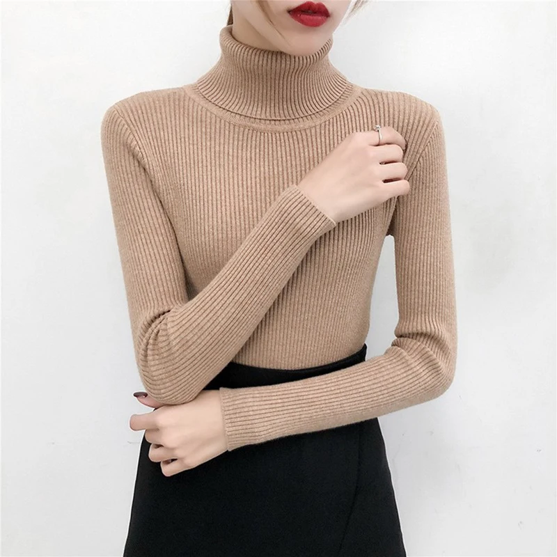 Women Cashmere Warm Sweater Turtleneck Thermal Solid Knit Pullovers Casual Office Sweater Jumpers For Women Autumn Winter