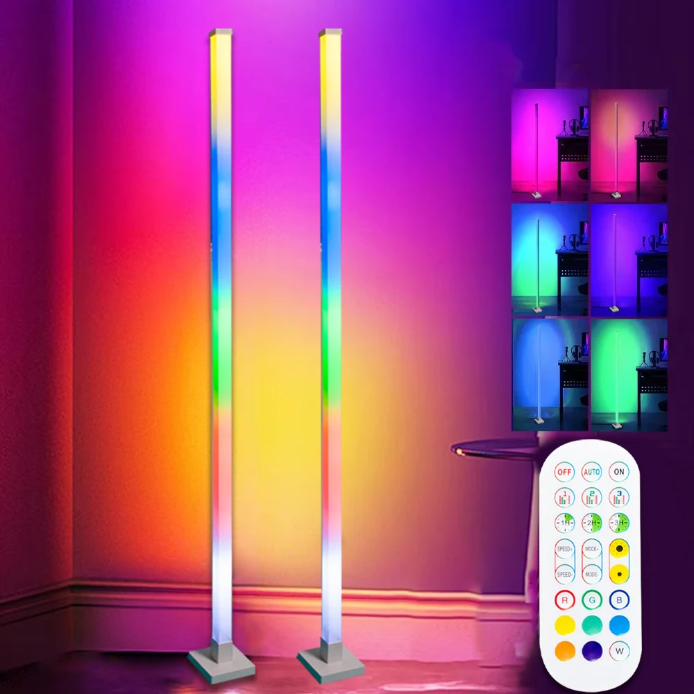 150cm RGBIC Floor Lamp LED Corner Lamp Modern Floor Light with Music Sync and 16 Million Color for Gaming&Living Room Decoracion