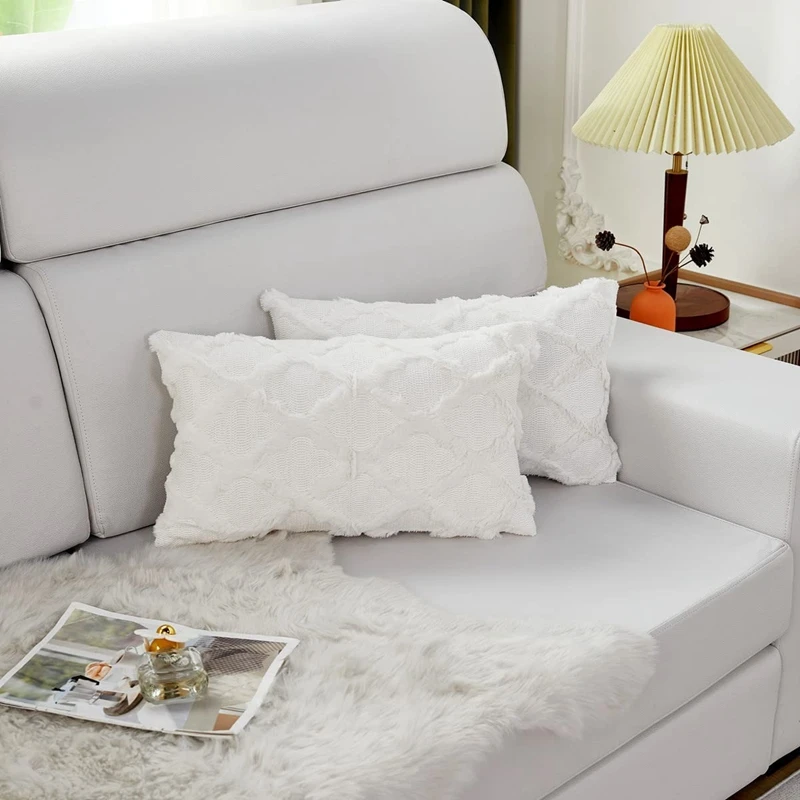 Weiche Plüschwolle Dekokissenbezüge Luxus-Stil Kissenbezüge Europäische Kissenhülle für Sofa Schlafzimmer Creme Khaki Weihnachten – Detail 8