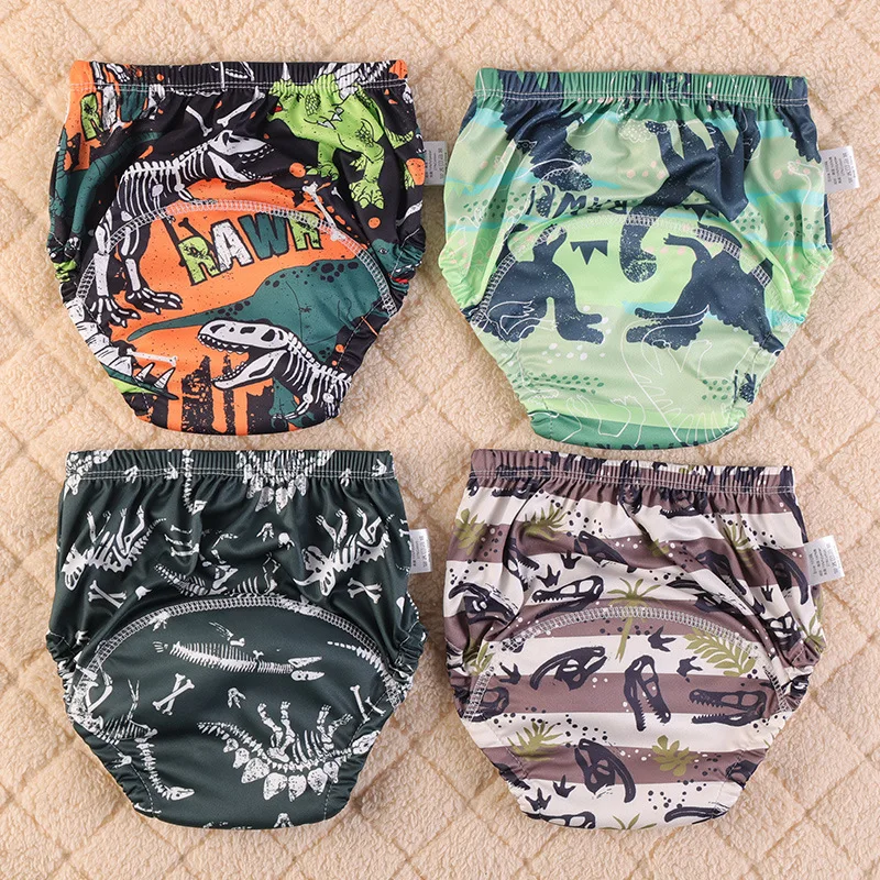 Baby Short Cartoon Diaper Training Pant Cotton Ocean Shark Dinosaur Vegetables Gauze Diaper Learning Pant Waterproof Diaper Gift