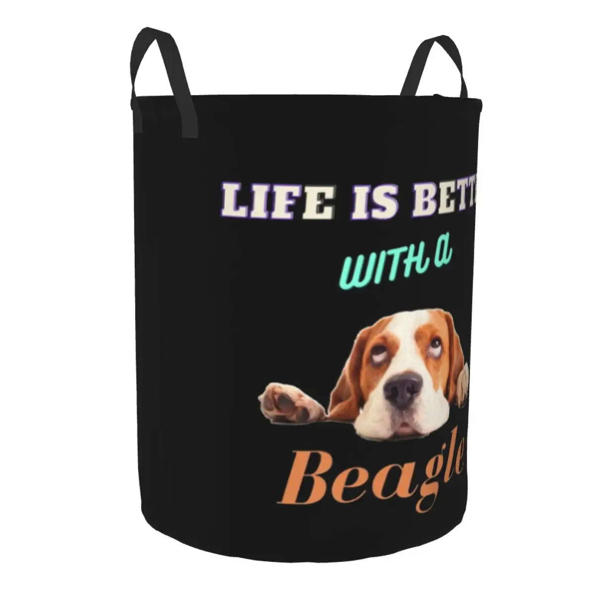 Life Is Better With A Beagle Laundry Basket Collapsible Clothes Toy Hamper Storage Bin for Kids Nursery