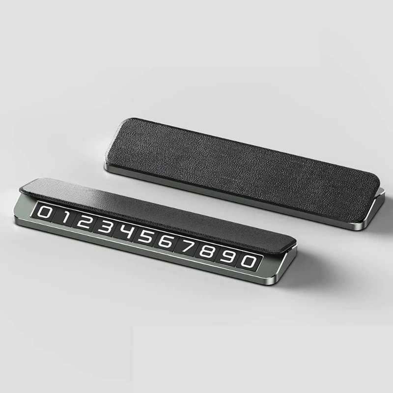 For Leather Car Temporary Parking Sign 2026 New, Luxury Anti-Slip Dual Phone Number Plate for Vehicle