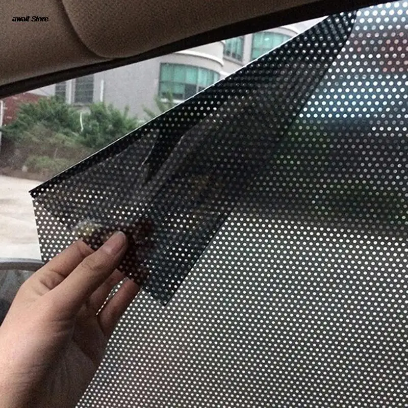 2 adet araba yan pencere tel ağı Film cam Net güneş gölge Sticker UV koruma araba statik güneşlik