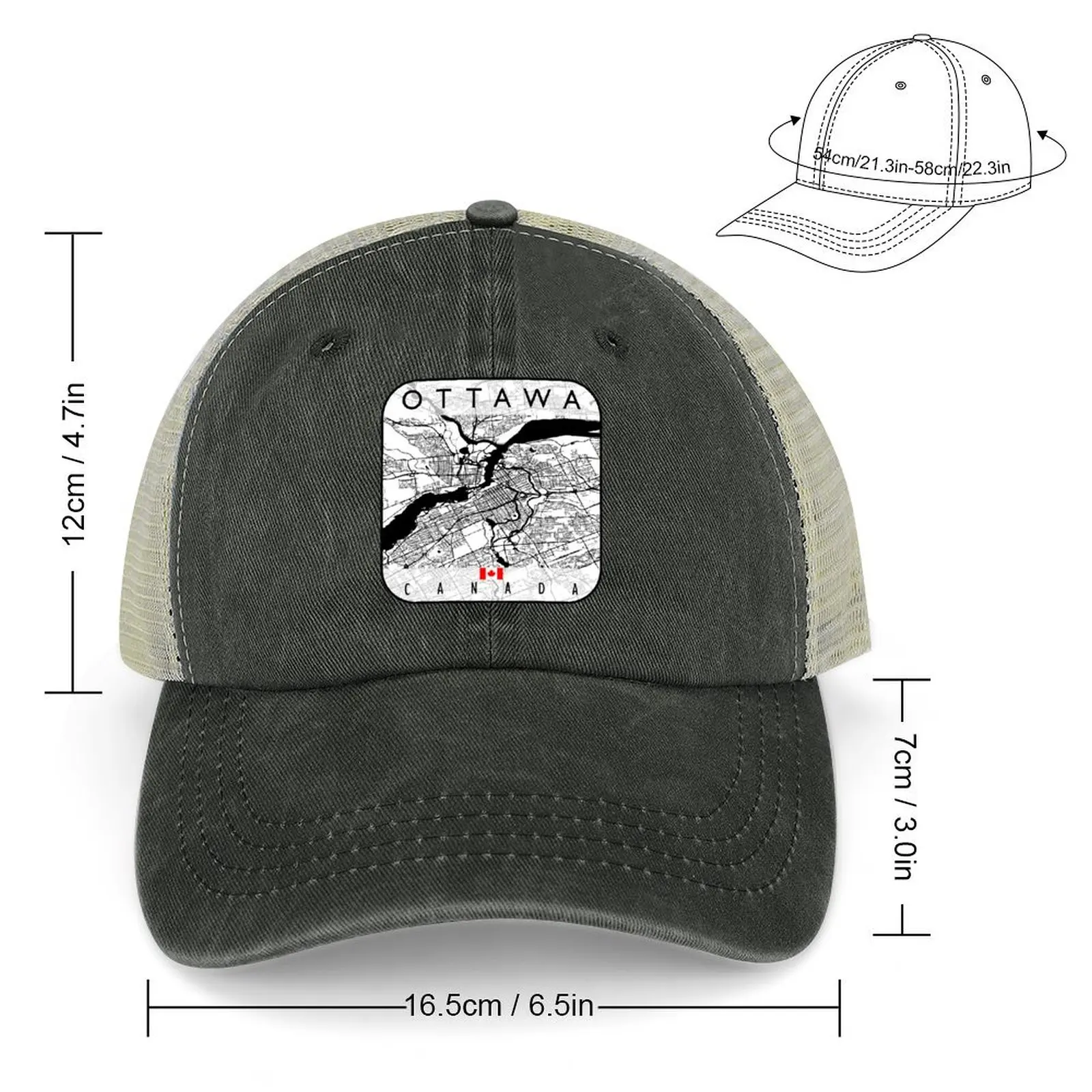 OTTAWA MAP CANADA Cowboy Hat cute Brand Man cap custom Hat Trucker Hats For Men Women's