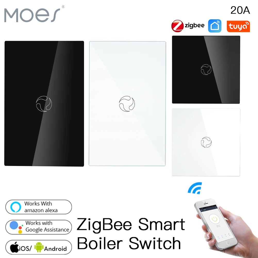 

ZigBee Smart Boiler Switch Water Heater Smart Tuya APP Remote Control Alexa Google Home Voice Control Glass Panel Hub Required