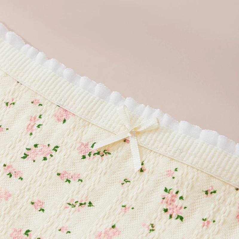 Perizoma da donna Moda Mutandine con stampa carina per donna Vita bassa Cotone Morbido e traspirante Lingerie Fiocco sexy Perizoma da donna Estate