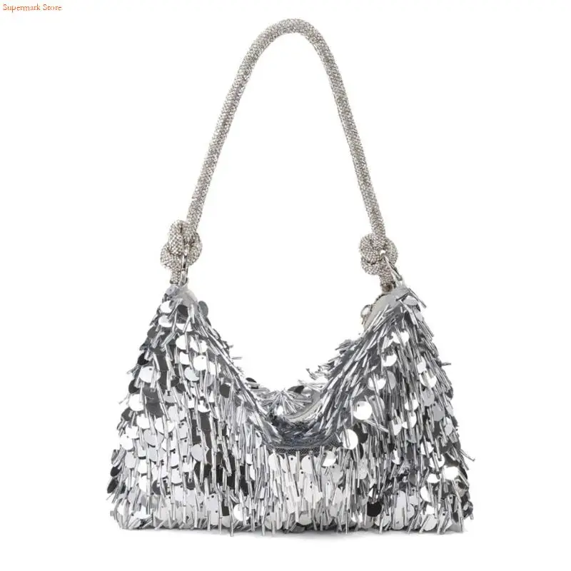 

Q5WE Womens Evening Bag Stylish Underarm Bag Sequins Evening Handbag Clutches Purse Shoulder Bag for Party Wedding Prom