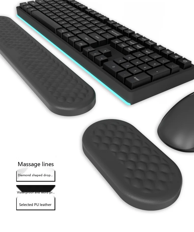 Diamant-Wassertropfen-Handgelenkauflage, ergonomische Schreibtischunterlage für Büro und Gaming, 13 Farben, 3 Konfigurationen – Detail 1