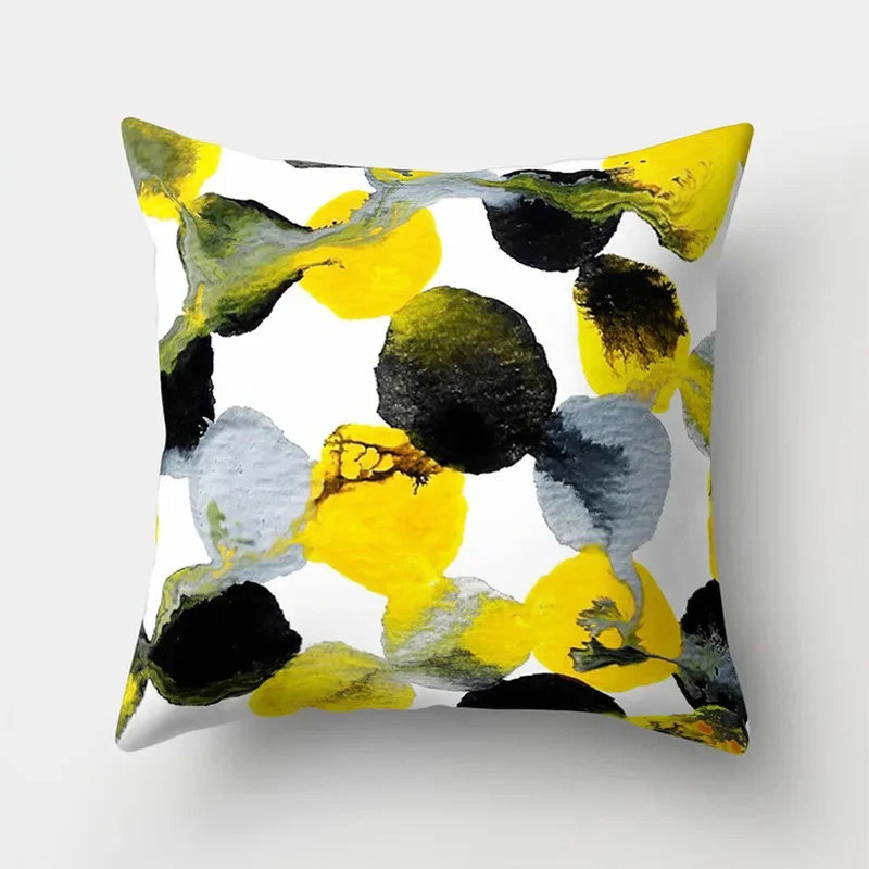 Nordic Geometric Yellow Pillowcase Decoration Cushion Sofa Printed Pillow Chair Car Seat  Christmas Home