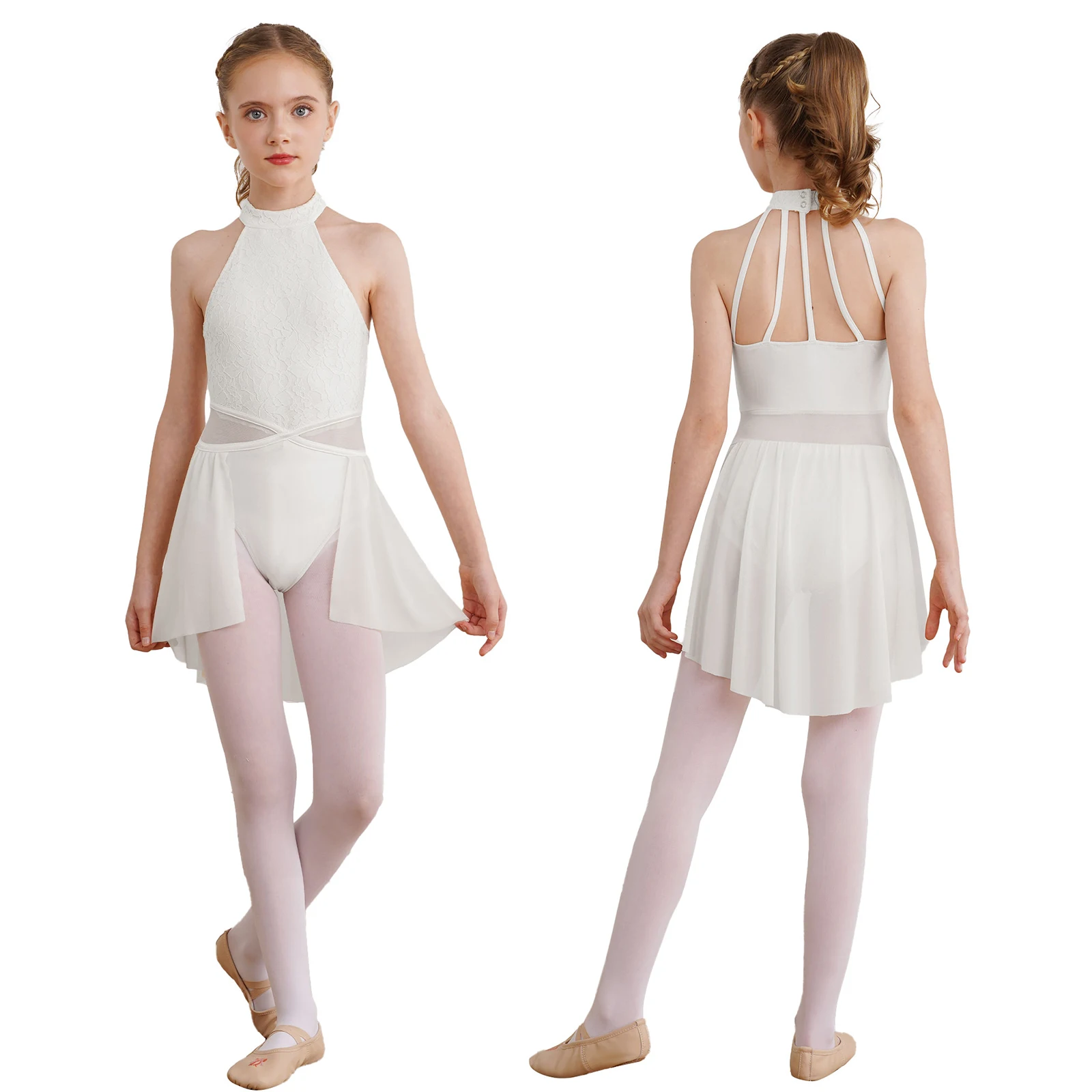 Kinderen Meisjes Ritmische Gymnastiek Ballet Lyrische Dansvoorstelling Kostuum Bloemen Kant Turnpakje Wals Tango Ballet Jersey Jurken