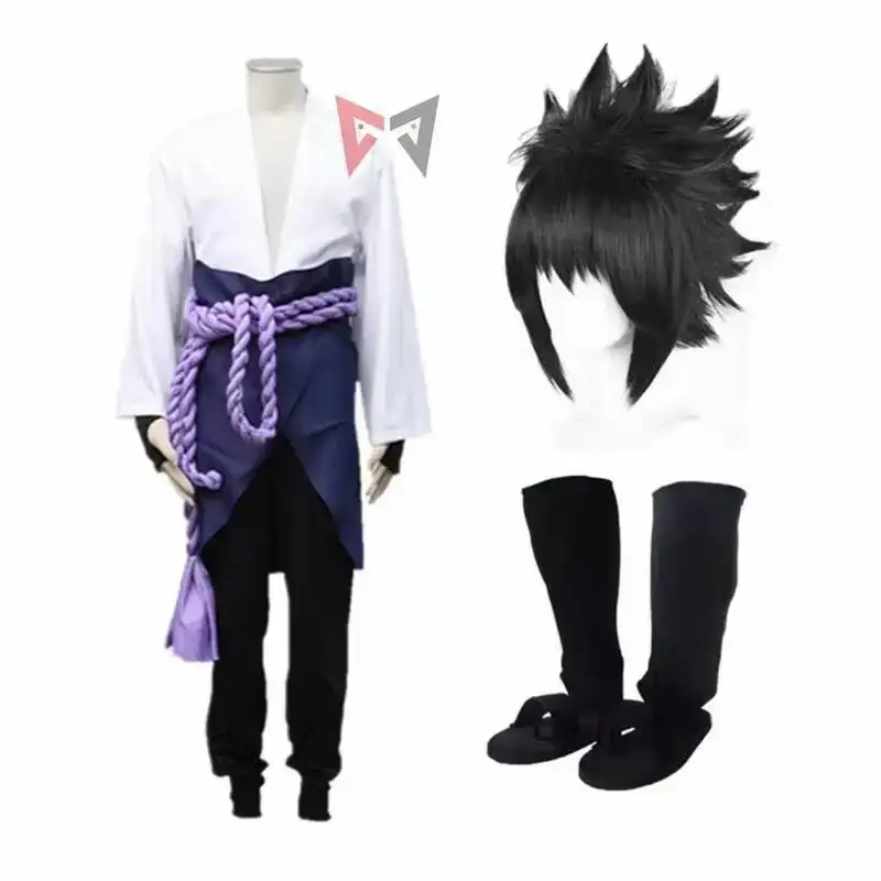 

Athemis Ninja Uchihang Sasukeses Cosplay Costume White Shirt Pants Wig Boots To Choose Adult Plus Size Halloween Set In Stock