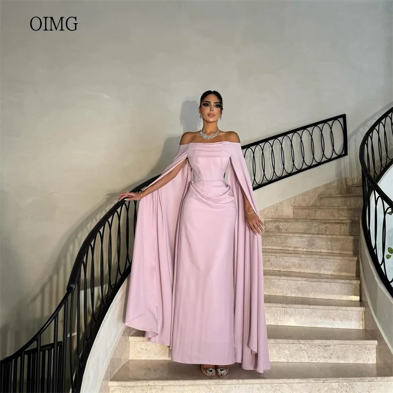 

OIMG Elegant Cap Sleeves Mermaid Prom Gowns Off The Shoulder Party Gown Saudi Evening Dress vestidos de fiesta Customized