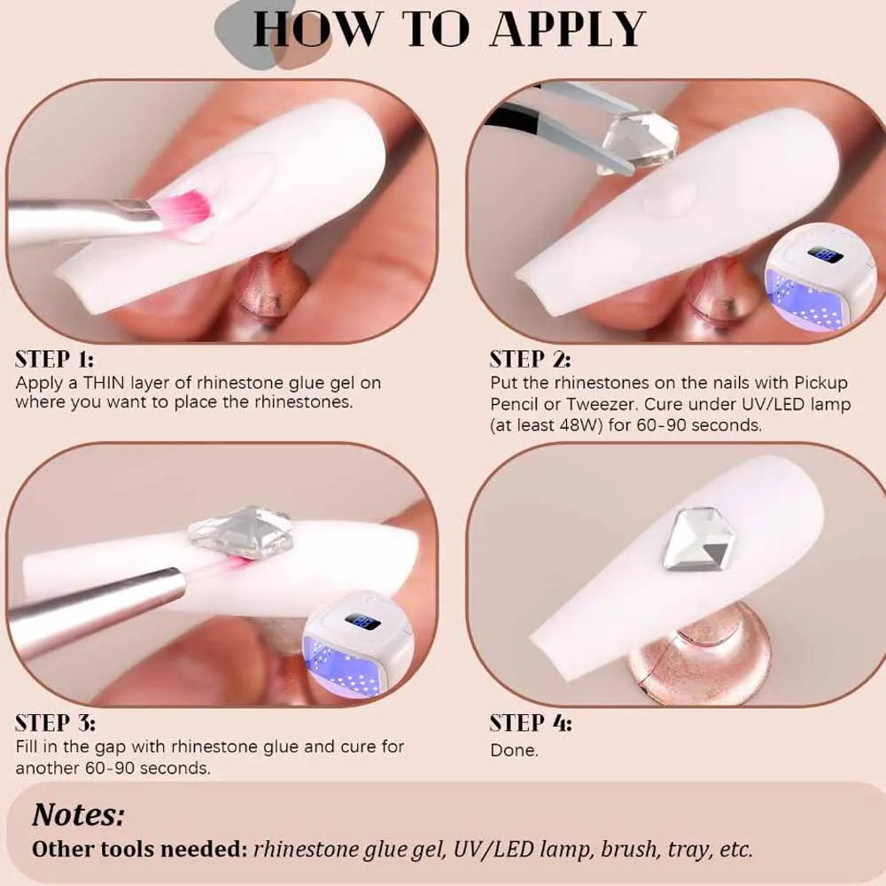 12Grids 3D Clear Multi-Shapes Nail Art Rhinestones Sparkling Flatback Glass Diamond Nail Charms DIY Crafts Manicure Decorations