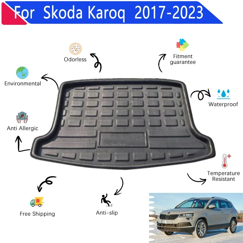 

Car Trunk Mats 3D EVA Material for Skoda Karoq 5 Seats NU7 2017~2023 2020 2021 2022 Car Anti-slip Trunk Mat Rear Pad Accessories