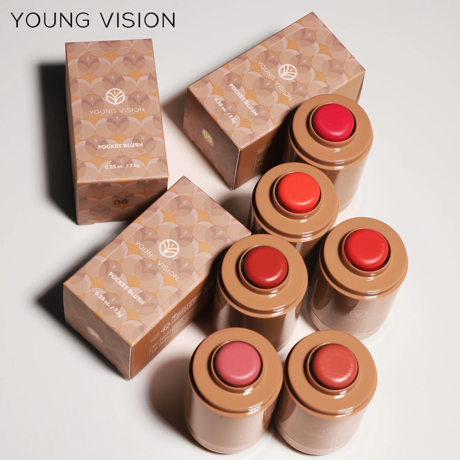 أحمر خدود يونج فيجن مكون من 6 ألوان غير لامعة ذات مظهر طبيعي ومقاوم للماء والشفاه والخد ذات الاستخدام المزدوج وملمس كريمي أحمر الخدود #5