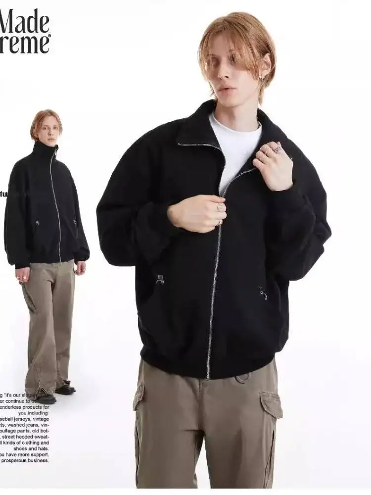 المرأة سترة بلوزات 2025 الخريف الرجال القطن السائل الوقوف طوق البلوز سترة عادية كلينفيت صورة ظلية ريترو ستايل