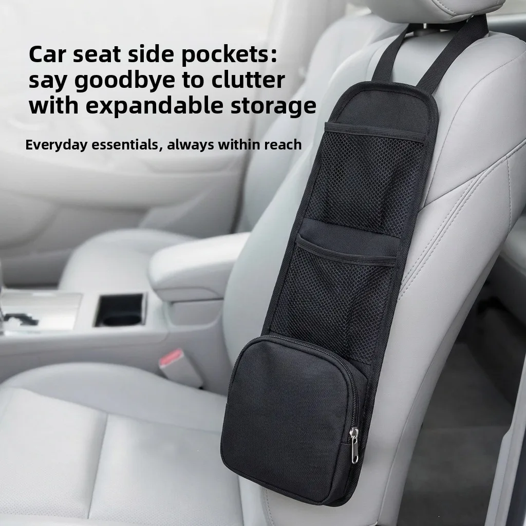 Car Seat Side Organizer Storage Hanging Bag Multi-Pocket Seat Side Pouch for Phone Wallet Snacks Universal Fit Auto Interior