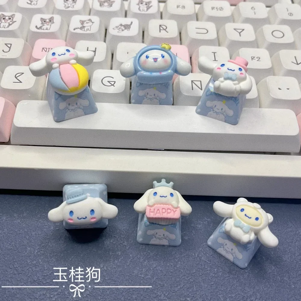 Anime Cute Cinnamoroll Cartoon Animals Keycaps For Horizontal Axis Mechanical Keyboards Keycap DIY Handmade R4 ESC Game Key Cap