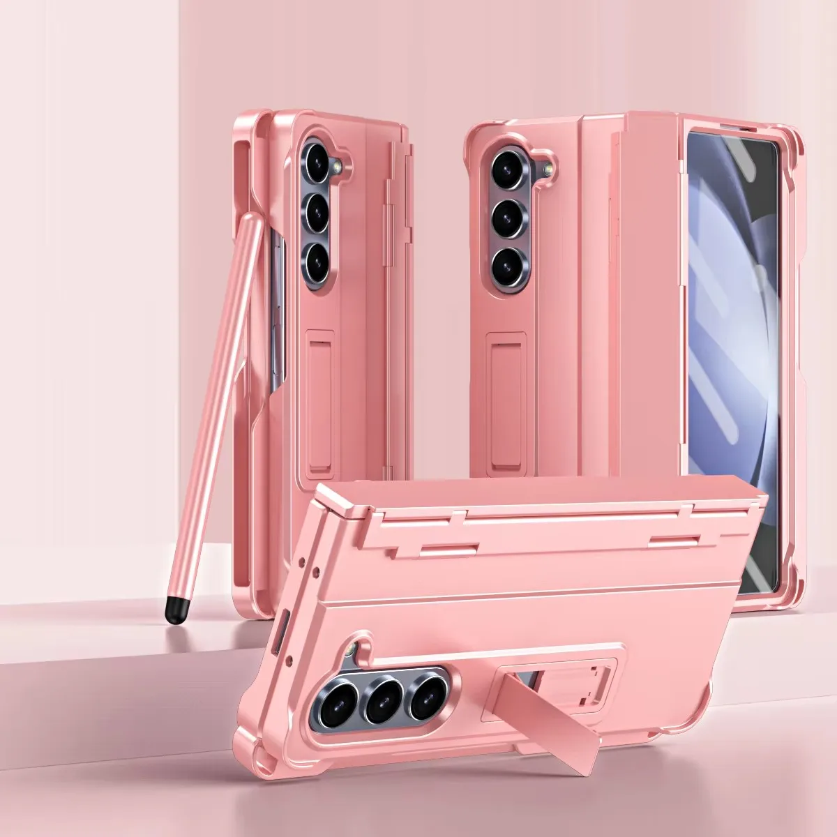 

With Touch Pen For Samsung Galaxy Z Fold 6 5 4 3Case Hinge 360 Full Screen Protector Tempered Film Folding Kickstand Cover