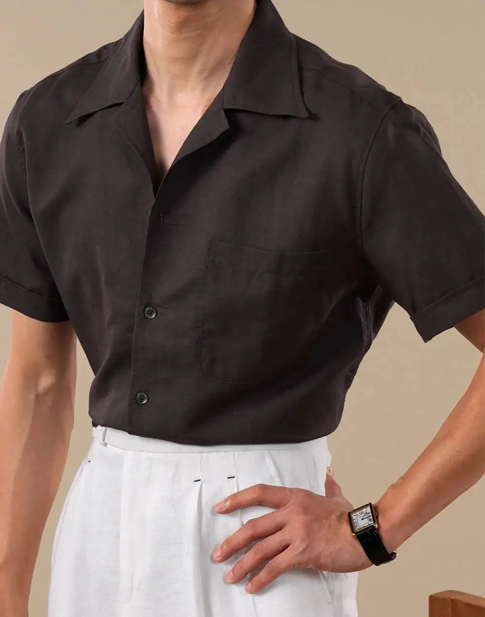 Linen Cotton Breathable Cuban Collar Short Sleeved Shirt Men's Summer Thin  Business Casual Top Quality Shirt Moda Hombre