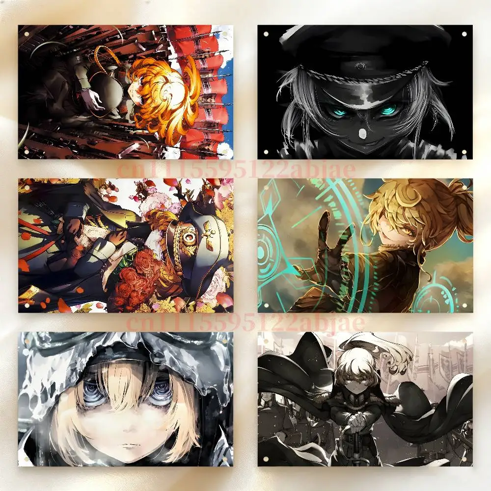Saga of T-Tanya the Evil Flag Tapestry Wall Hanging Banner Aesthetic Decoration Dorm Party Backdrops Cloth