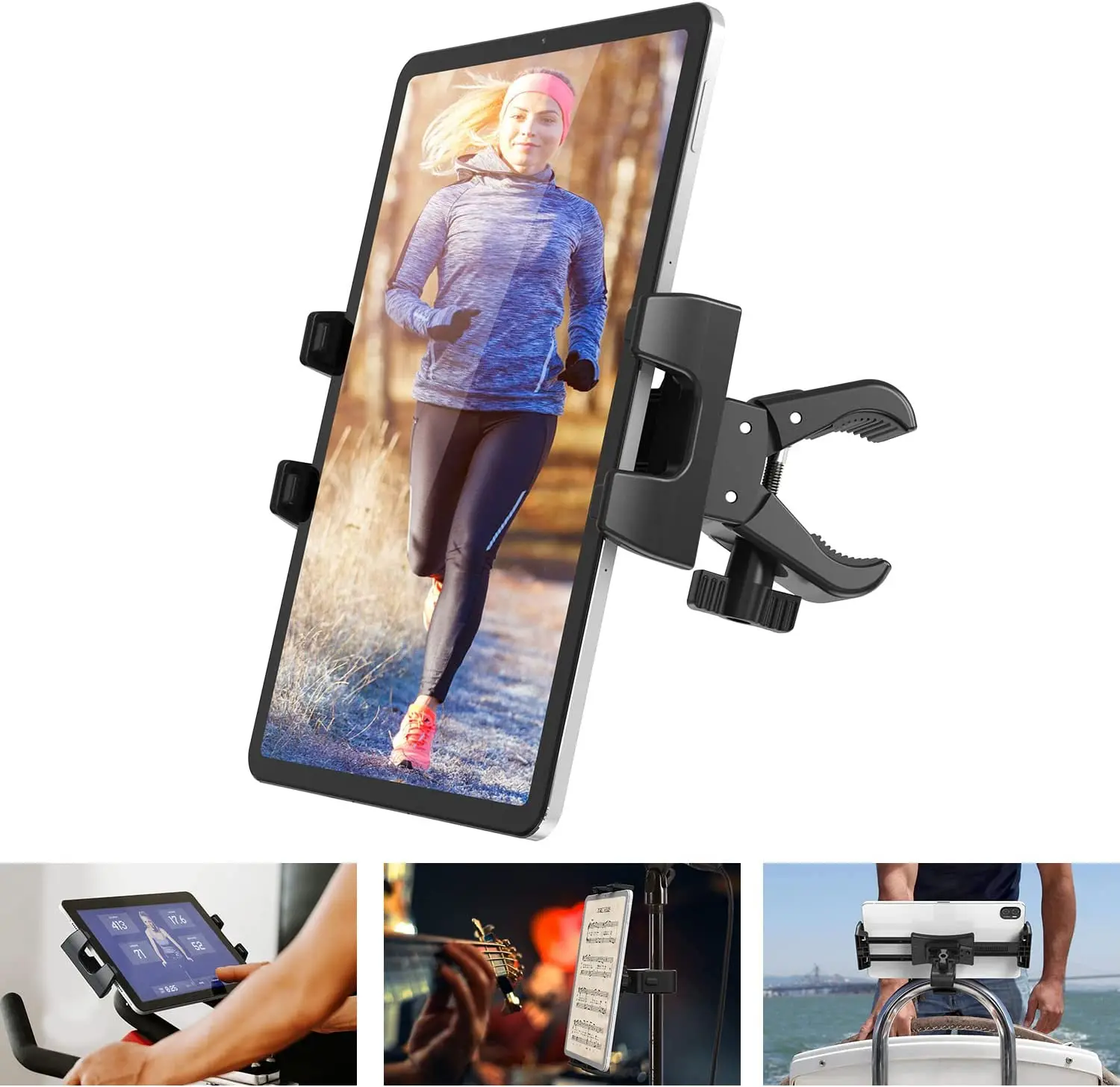 Exercise Bike Tablet Holder Treadmill Gym Microphone Tablet Mount Adjustable Bike Handlebar Bracket 4.7-12.9