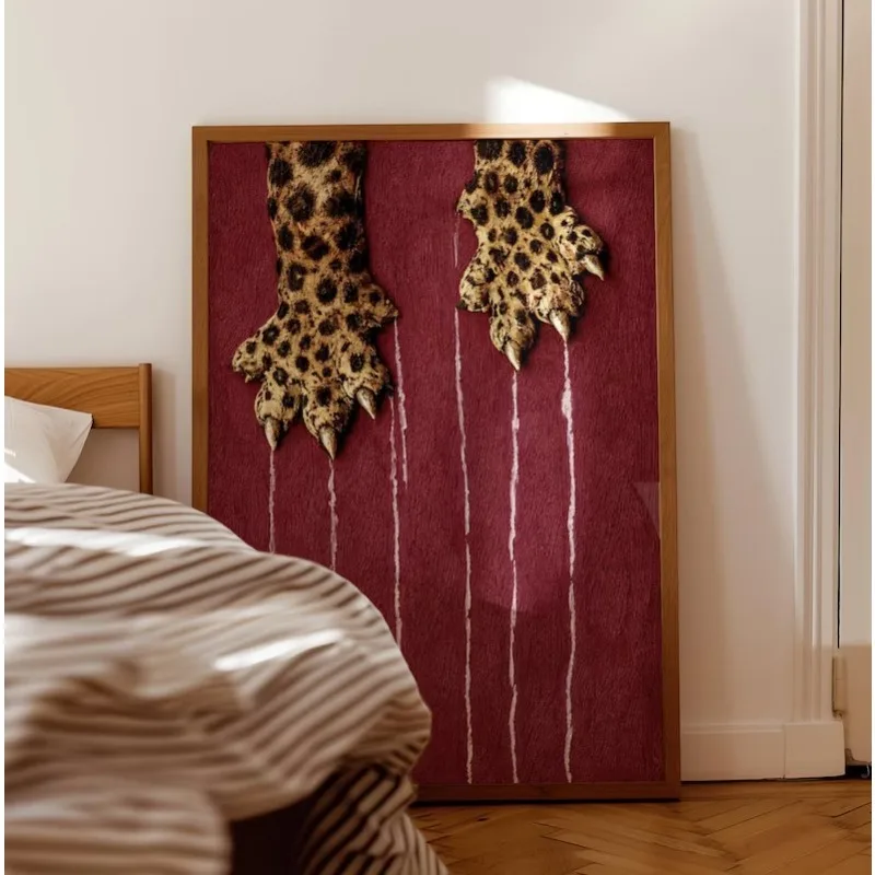 Trendy 60s Fashion Woman with Leopard Cowgirl Martini Dog Aesthetic Poster Canvas Painting Wall Art Pictures Home Decor