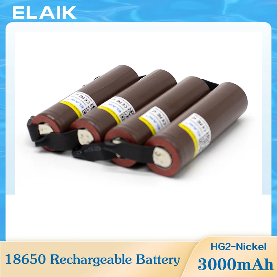 

10-30PCS ELAIK für HG2 18650 3000mAh Elektronische Zigarette Akku Hohe-entladung, 30A Hohe Strom + DIY Nicke