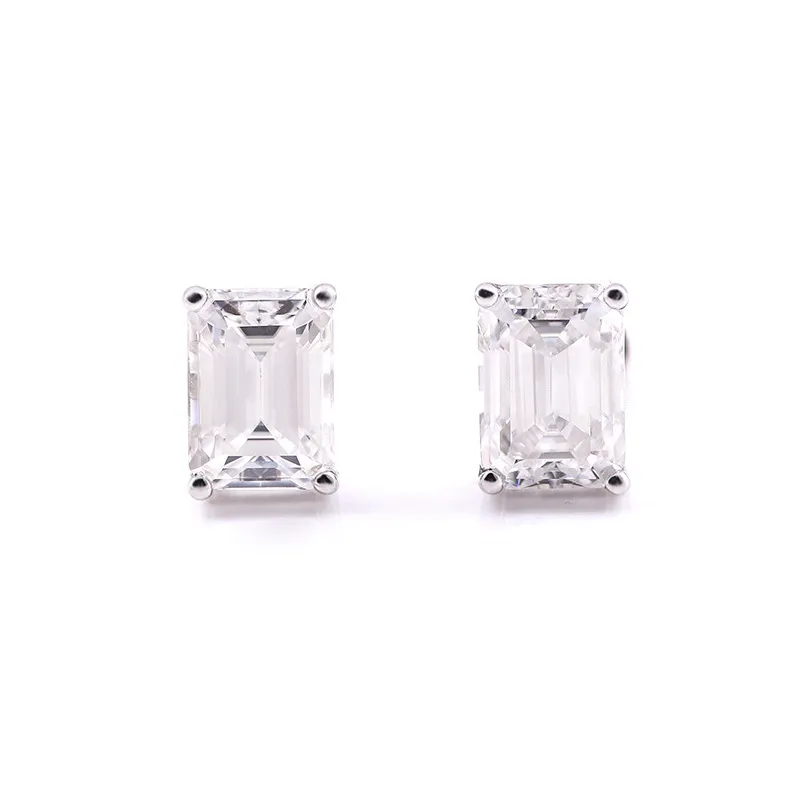 

10k White Gold Moissanite Earrings Radiant Cut Real Gold Moissanite Earrings Custom Moissanite Jewelry