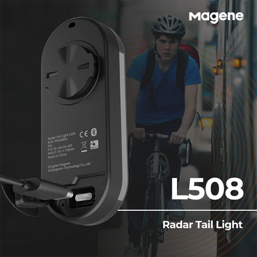 Imagen 2 del producto Magene Radar luz trasera de bicicleta L508 lámpara de detección de freno trasero de bicicleta sillín tija de sillín carga bicicleta impermeable LED luz trasera de ciclismo