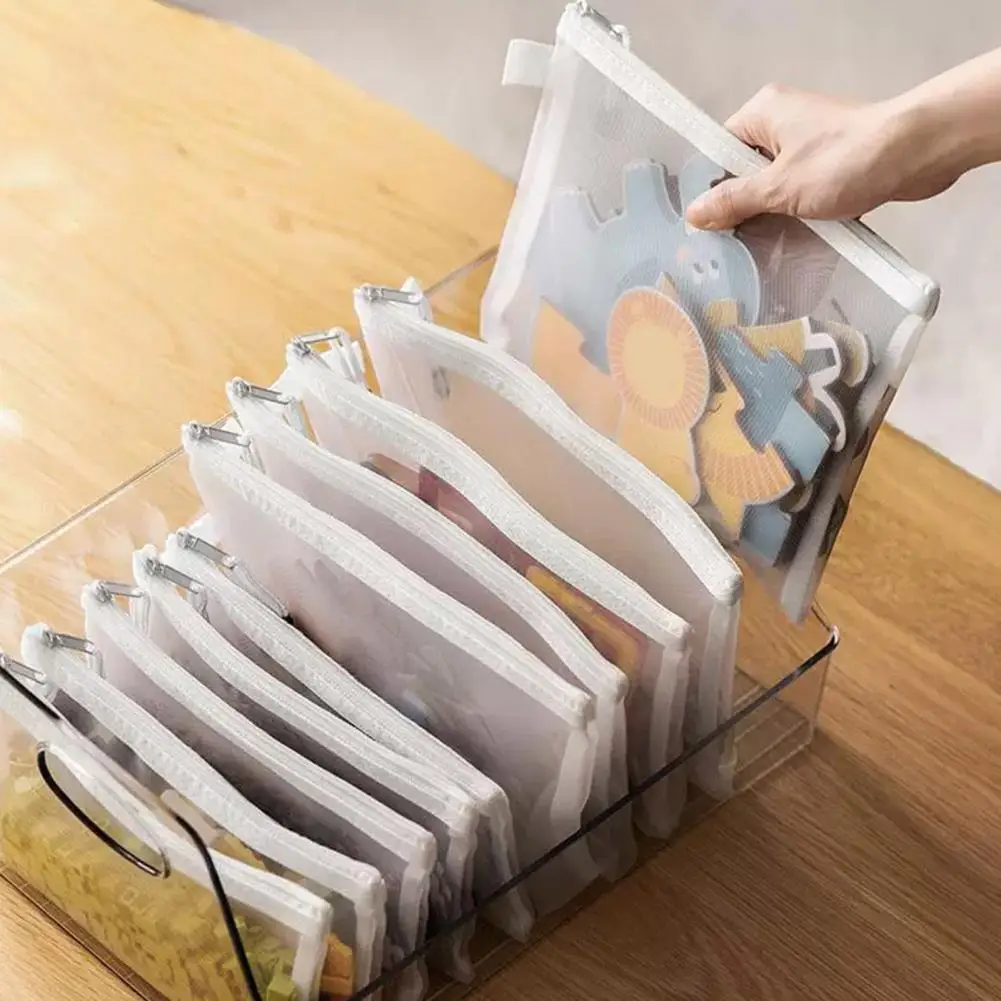 

Mesh Zipper Bag Transparent Mesh Zipper Pouch Set for Board Games Puzzles A4 Size Document Organizer Toy Storage Bag for Small