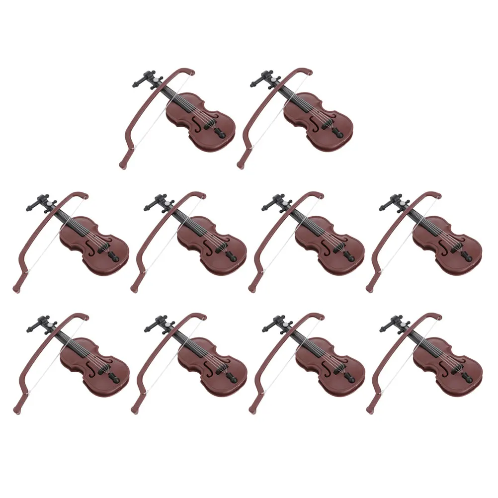 

10 Sets Violin Ornaments Christmas Decoration Kids Dollhouse Toy Office Decorations Home Resin
