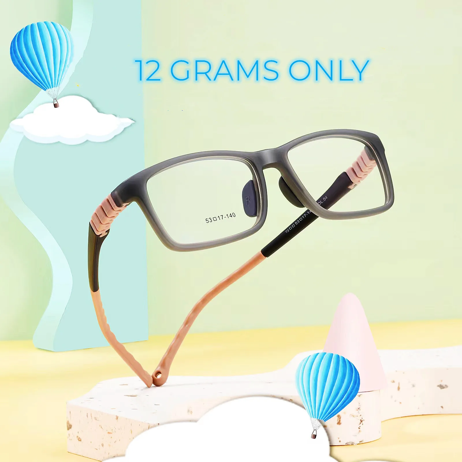 Silicon Children Eyeglasses Detachable Temple Flexible Super Light Brown Big Boy Girl Suitable Soft Sports Glasses