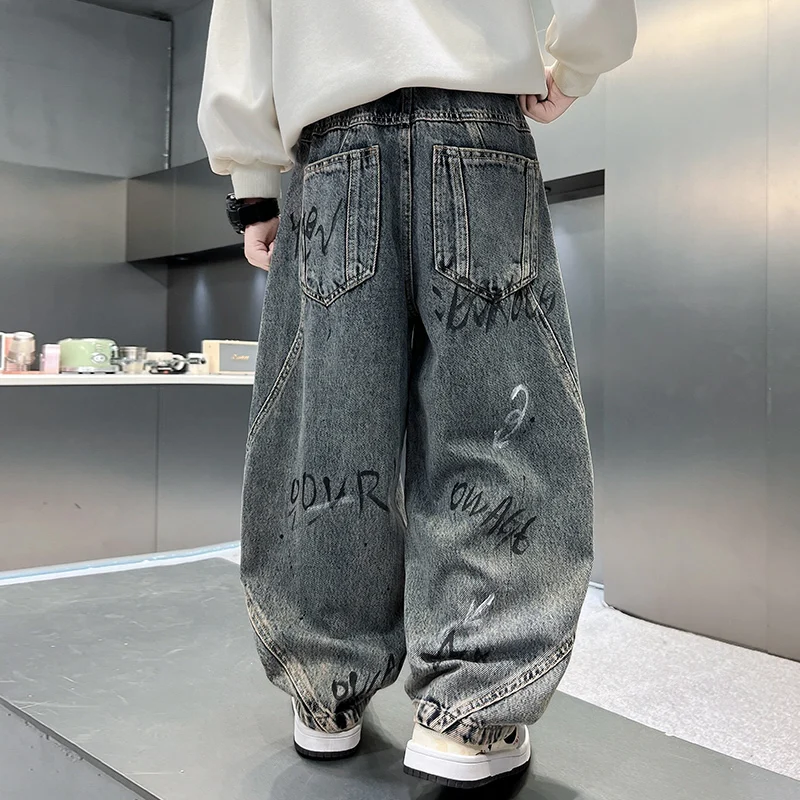 ZOETOPKID Kids Winter Warm Distressed Jeans with Letter for Boy Thick Thermal Denim Pants Children Corduroy Lined Baggy Trousers 3 ZOETOPKID Kids Winter Warm Distressed Jeans with Letter for Boy Thick Thermal Denim Pants Children Corduroy Lined Baggy Trousers 3