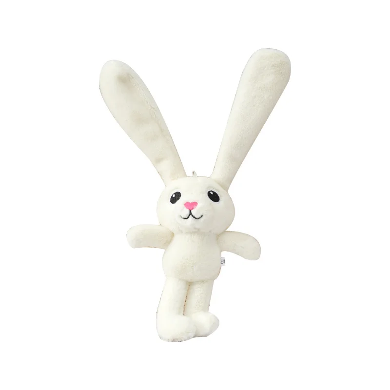 30CM Mini poupée en tissu créatif amusant en peluche jouet tirer des oreilles lapin télescopique poupée porte-clés sac à dos pendentif poupée de mariage pendentif